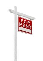 Right Facing For Rent Real Estate Sign Isolated on a White Background. photo