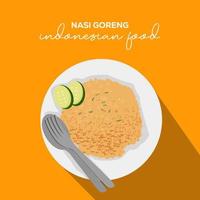 flat design indonesian food fried rice vector illustration