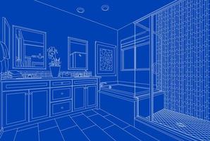 Beautiful Custom Kitchen Blueprint Design Drawing photo