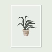 muted green minimalist botanical plant art wall decoration, greeting card, banner, icon, postcard or brochure cover design vector