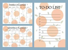 Business Organizer Paper Sheets. Planners And To-Do List Orange Template Set vector