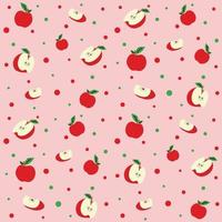 Apple and circle pattern seamless vector on red background , fruit pattern seamless