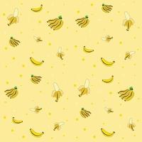Banana and circle pattern seamless vector on yellow background , fruit pattern seamless