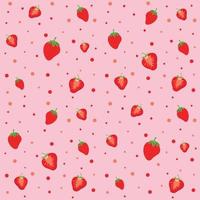 Strawberry and circle pattern seamless vector on red background , fruit pattern seamless
