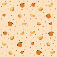 Orange and circle pattern seamless vector on orange background , fruit pattern seamless