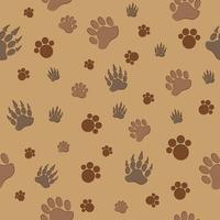 Bear paw pattern seamless vector on brown background , animal pattern seamless