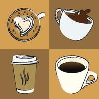 Vector cup of coffee with foam on a white saucer on a brown background top  view. Minimal design flat style illustration 13548012 Vector Art at Vecteezy