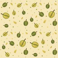 Durian and circle pattern seamless vector on cream color background , fruit pattern seamless