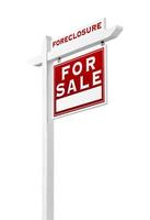 ejecución hipotecaria orientada a la derecha vendida en venta signo de bienes raíces aislado en blanco. foto
