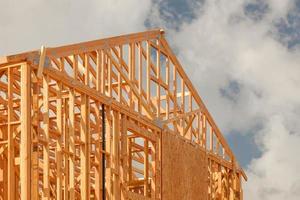 Wood Home Framing Abstract At Construction Site photo