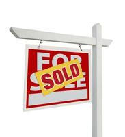 Sold For Sale Real Estate Sign Isolated - Left photo