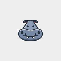 cute hippo cartoon design logo vector