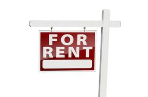 For Rent Real Estate Sign on White photo