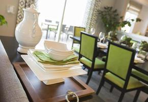 Dining Area of Home with Apple Green Accents photo