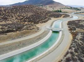 Aerial View of Water Flowing Through Aqueduct. photo