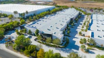 Aerial View of Commercial Buildings With Tilt-Shift Blur photo