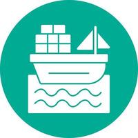 Cargo Boat Vector Icon Design