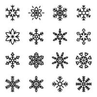 paquete de iconos de línea de copos de nieve geométricos vector