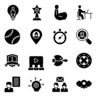 Solid Icons of Rivals, Competition and Achievement vector