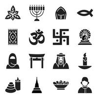 Pack Of Religion and Spiritual Elements Icons vector