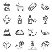 pack de iconos de la cultura mexicana vector