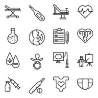 paquete de iconos de vector de línea médica