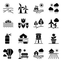 Agriculture and Landscapes Solid Icons vector
