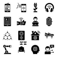 AI and VR Glyph Icons Pack vector