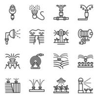 Pack of Automatic Lawn Watering Icons vector