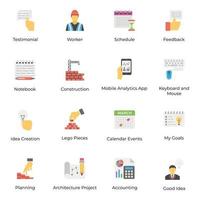 iconos de vector plano de gestión de proyectos