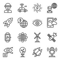 paquete de iconos de línea de inventos tecnológicos vector