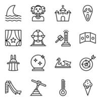 paquete de iconos de línea de columpios al aire libre vector