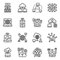 Pack of Cloud Services Line Icons vector