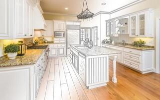 Custom Kitchen Design Drawing and Gradated Photo Combination