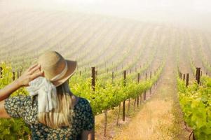Beautiful Woman Strolling at a Winery photo