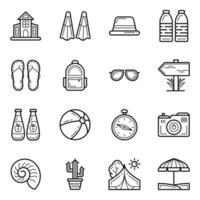 paquete de iconos de verano y vacaciones vector