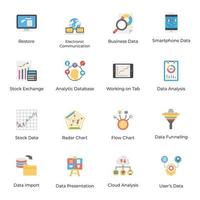 Business and Data Analytics Flat Icons Pack vector