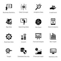 Data Analytics Glyph Icons Pack vector