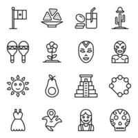 paquete de iconos de símbolos de méxico vector