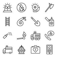 Fire Fighting Line Vector Icons