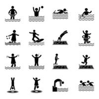 Pack of Swimming Glyph Icons vector