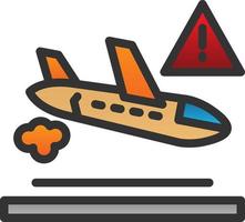 diseño de icono de vector de accidente de avión