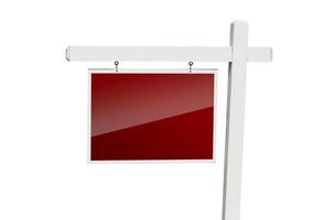 signo de bienes raíces rojo en blanco sobre blanco foto
