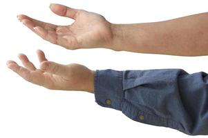 manos masculinas y femeninas con la palma hacia afuera foto