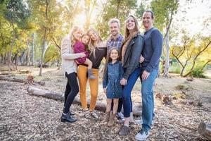 Multigenerational Mixed Race Family Portrait Outdoors photo