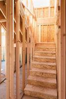 Unfinished Staircase Framing of New Home At Construciton Site photo