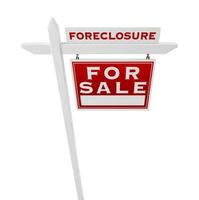 Right Facing Foreclosure Sold For Sale Real Estate Sign Isolated on White. photo