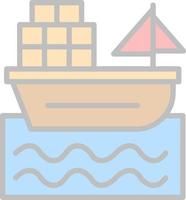 Cargo Boat Vector Icon Design