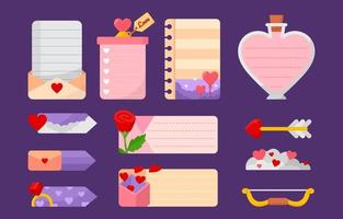 conjunto de plantillas de páginas y tablas del día de san valentín vector