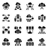 Pack of Cloud Devices Glyph Icons vector